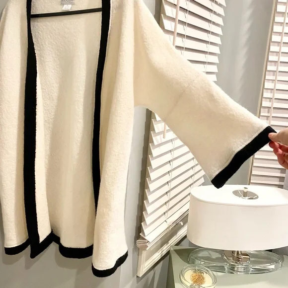 90s Wool Oversized Cardigan Sweater Womens Small Medium Boiled Felted Vintage - Picture 3 of 5